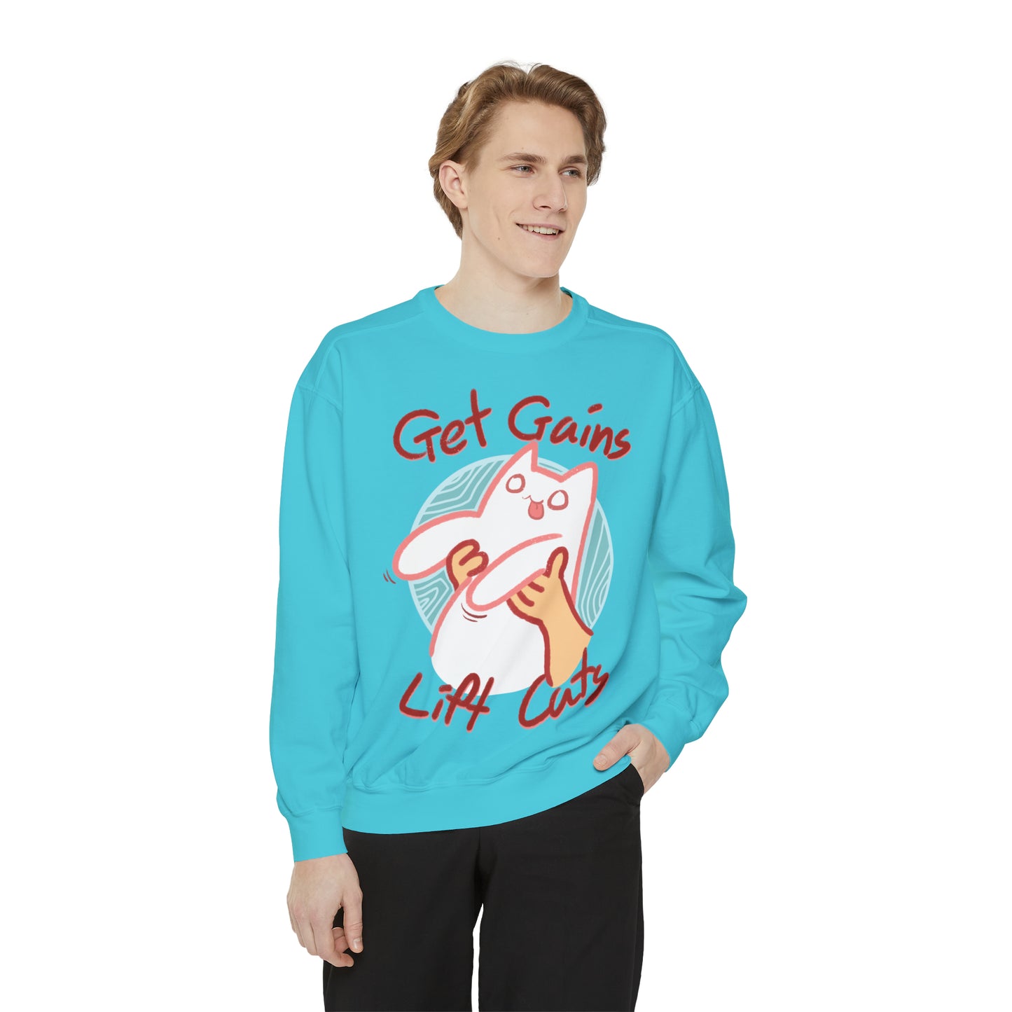 Get Gains, Lift Cats - Unisex Garment-Dyed Sweatshirt