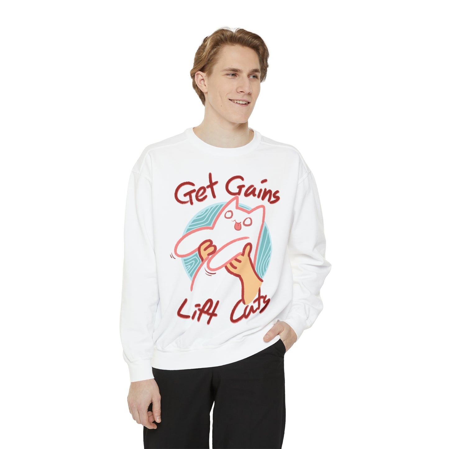 Get Gains, Lift Cats - Unisex Garment-Dyed Sweatshirt