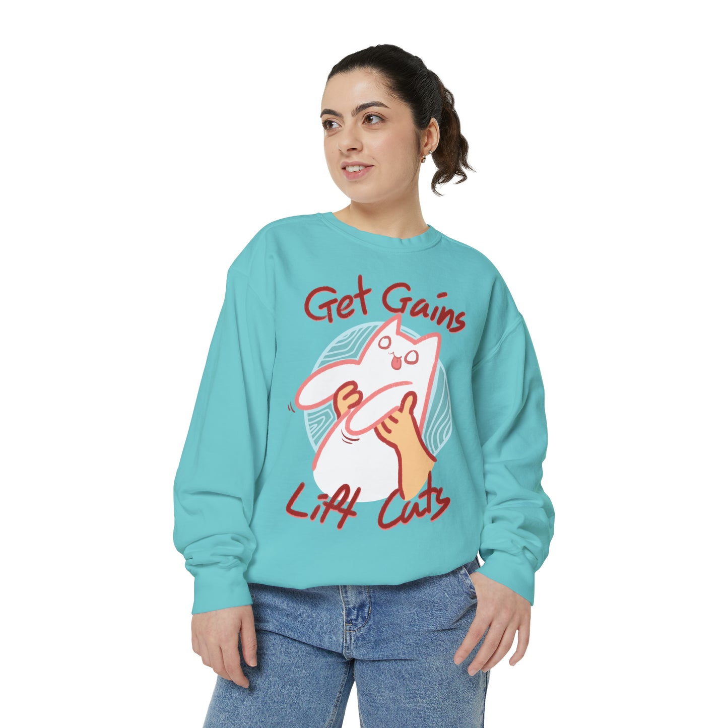 Get Gains, Lift Cats - Unisex Garment-Dyed Sweatshirt