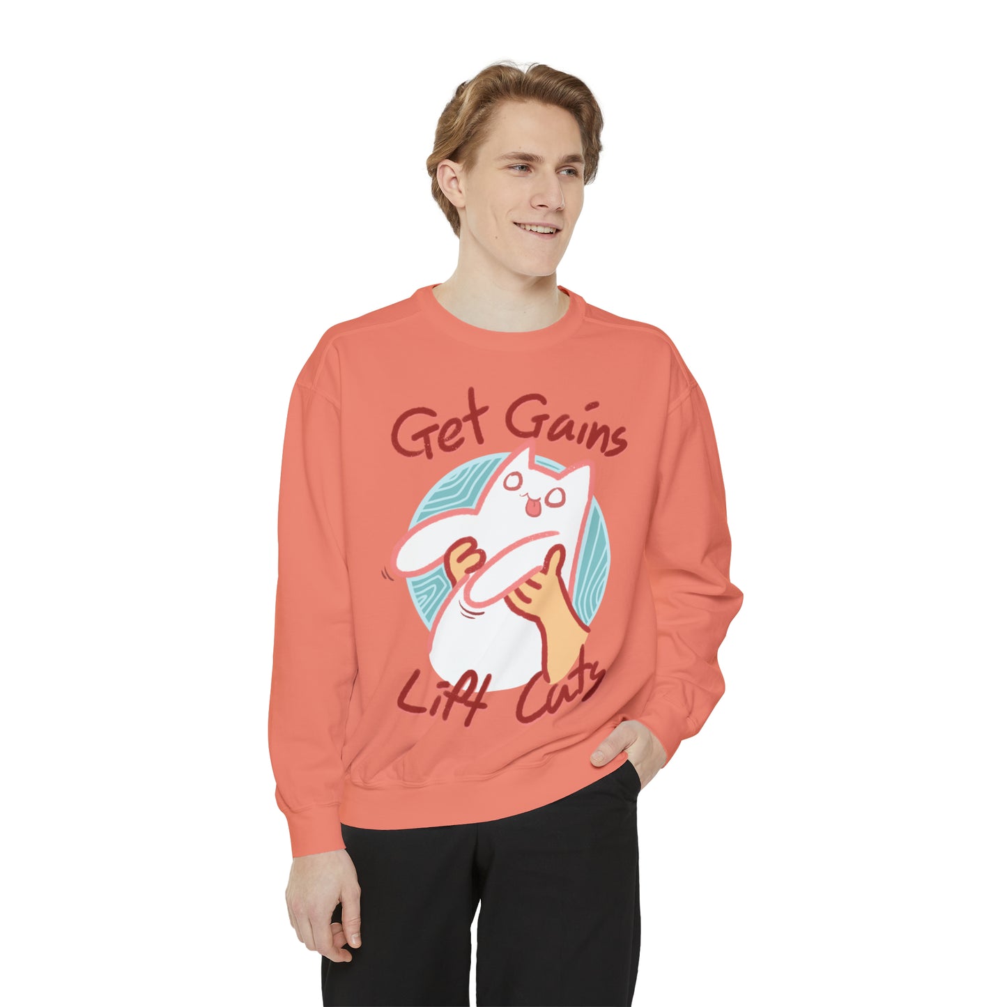 Get Gains, Lift Cats - Unisex Garment-Dyed Sweatshirt