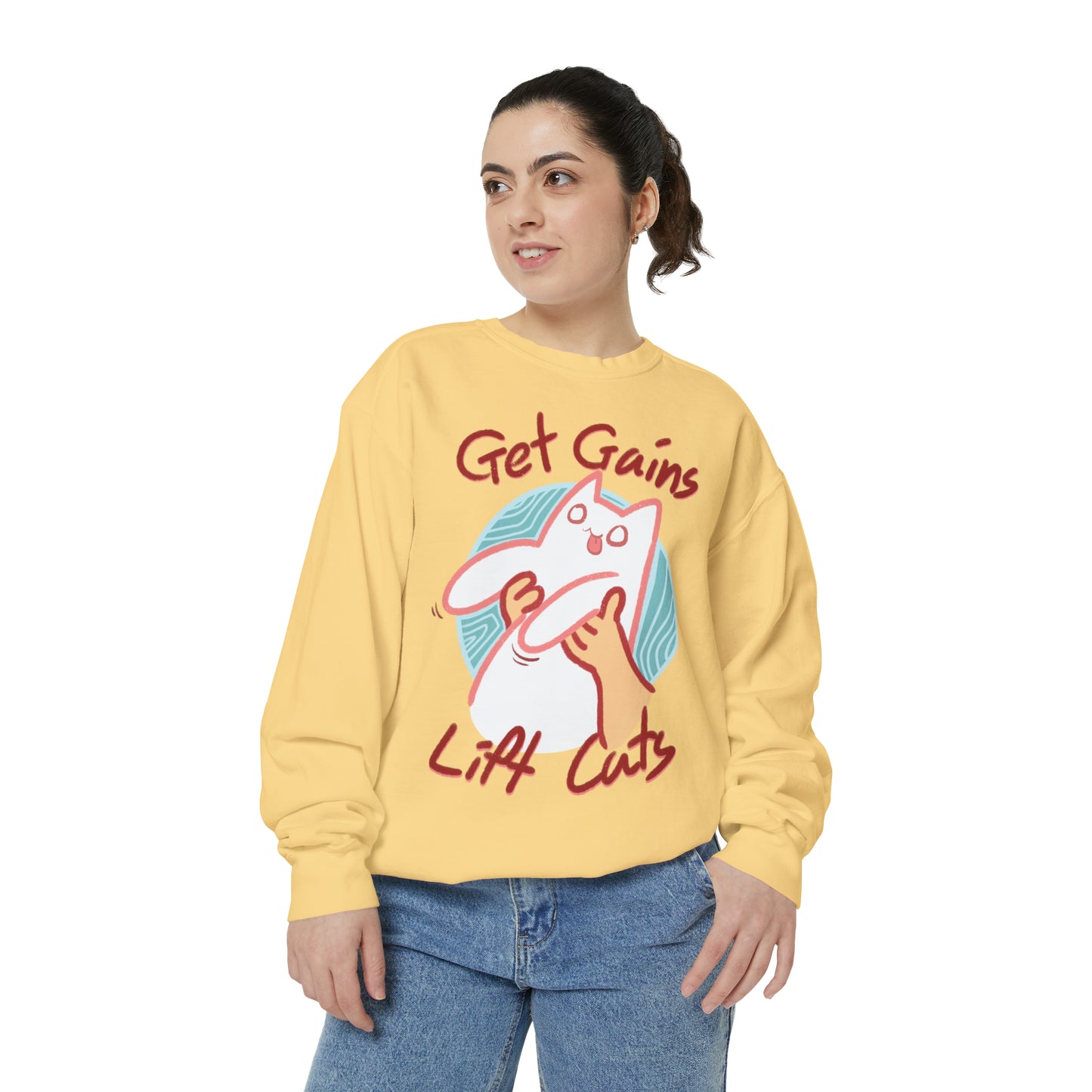 Get Gains, Lift Cats - Unisex Garment-Dyed Sweatshirt