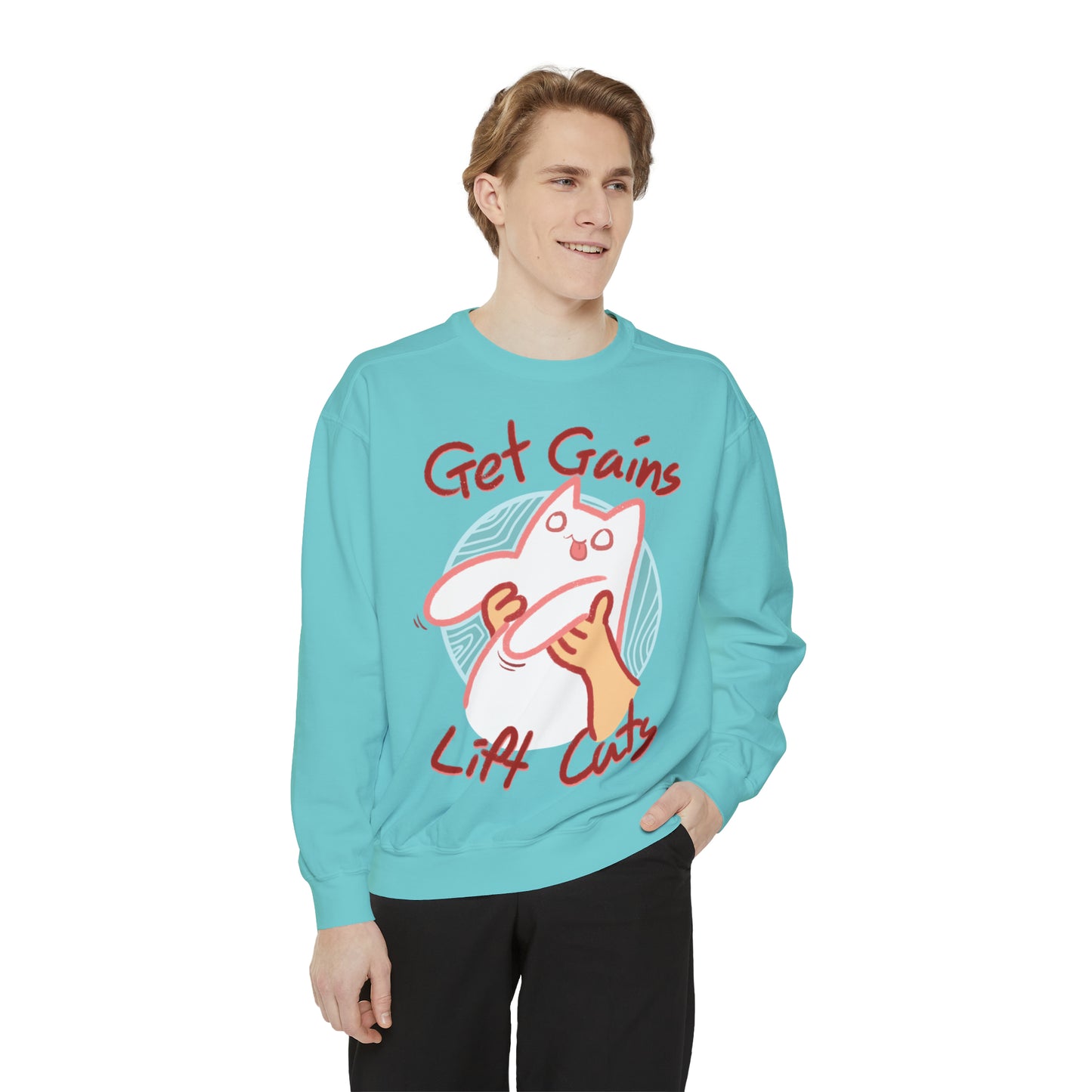 Get Gains, Lift Cats - Unisex Garment-Dyed Sweatshirt