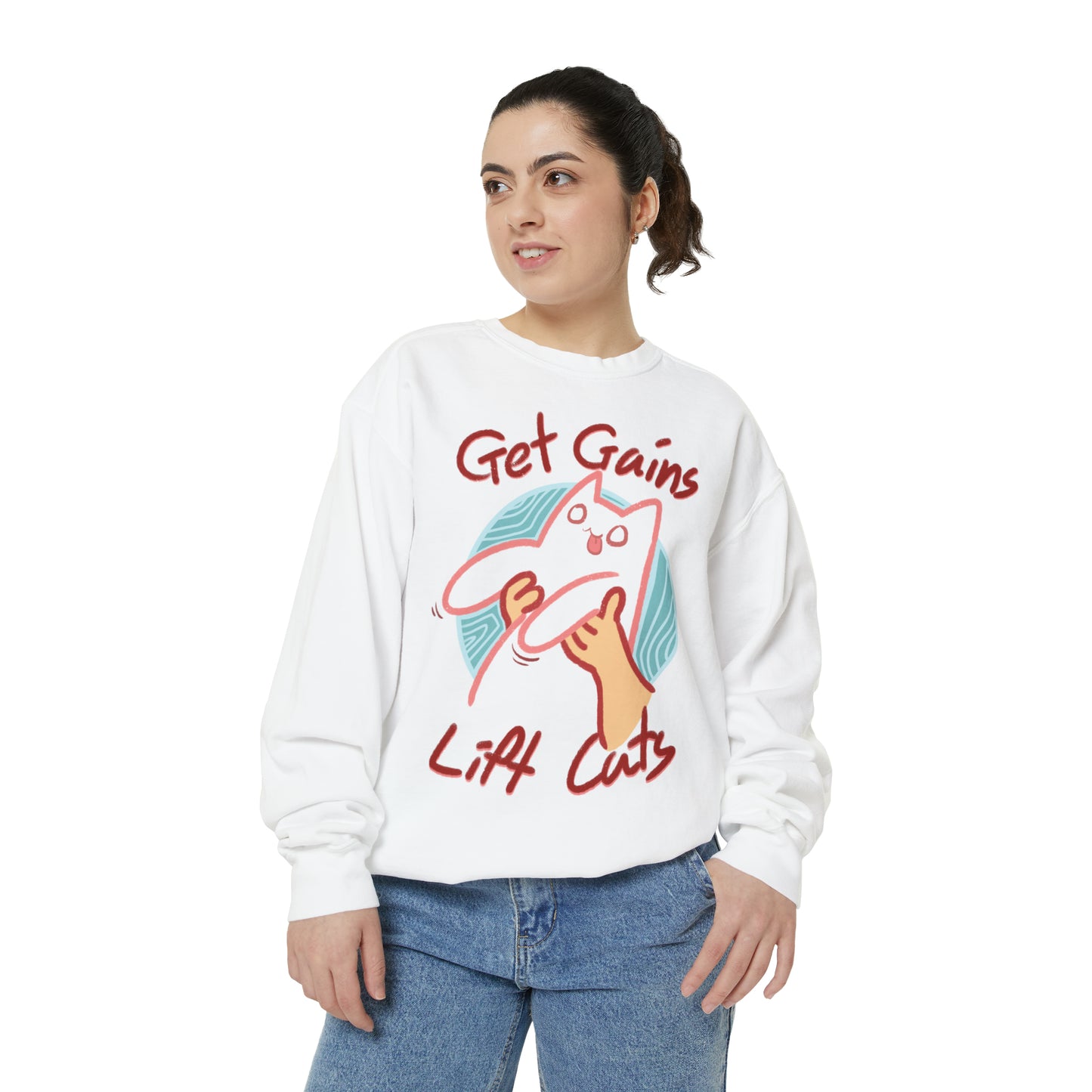 Get Gains, Lift Cats - Unisex Garment-Dyed Sweatshirt