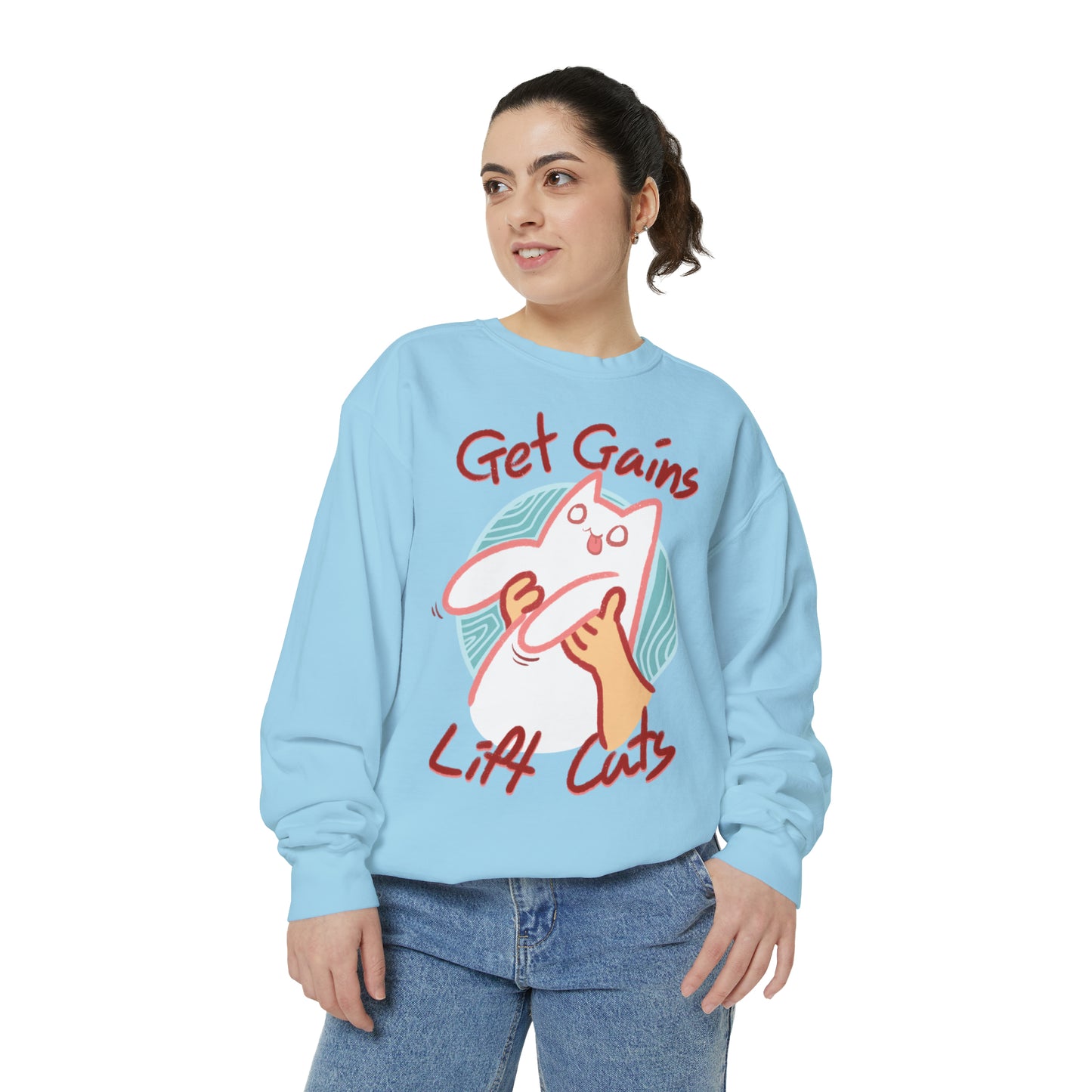 Get Gains, Lift Cats - Unisex Garment-Dyed Sweatshirt