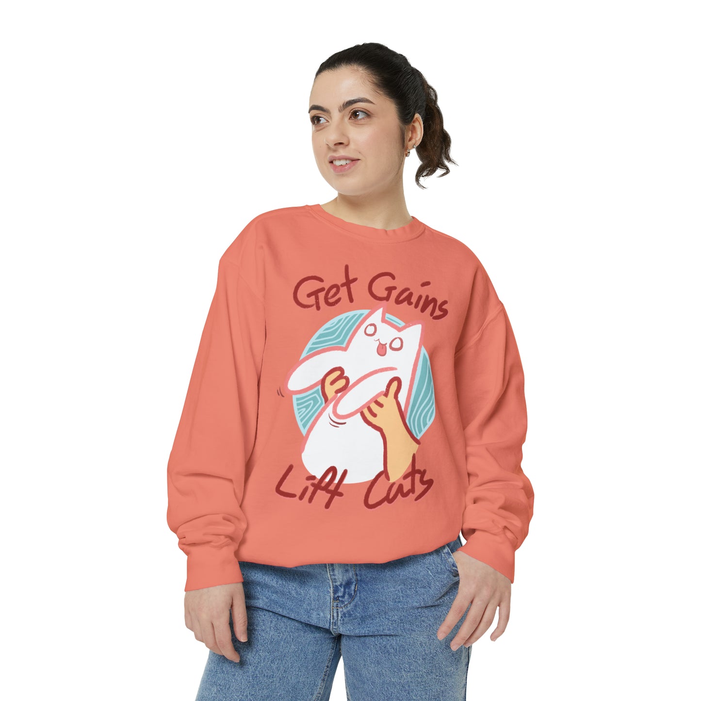 Get Gains, Lift Cats - Unisex Garment-Dyed Sweatshirt